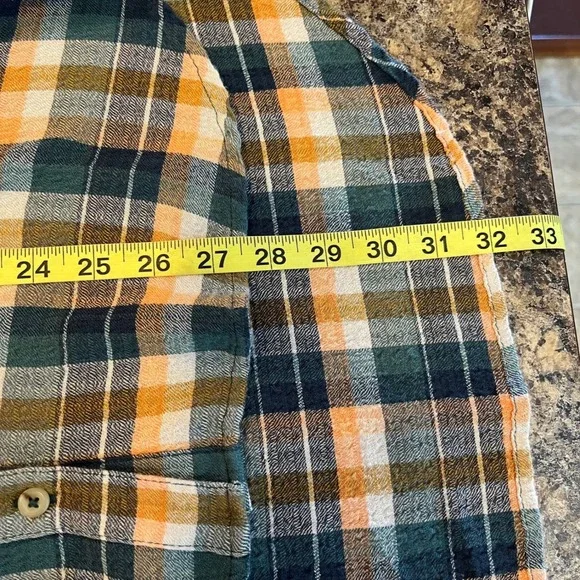 Pilcro Anthropologie Plaid Button Front Blouse Small Green Orange Boho Cowgirl - Picture 9 of 9
